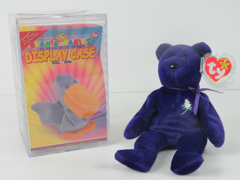 Ty Beanie Babies/Beanie Bears; a rare Indonesian made bear, Princess in plastic case with tag.