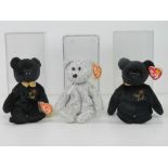 Ty Beanie Babies/Beanie Bears; The Beginning (2000 edition) and The End (x2).