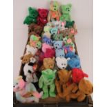 A large collection of Ty Beanie Bears/Beanie Babies all with tags; 'Hero' (x3), 'Mellow' (x3),