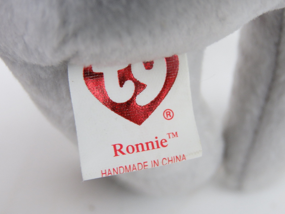 Ty Beanie Babies/Beanie Bears; 'Ronnie' with USS Ronald Reagan patch to chest, - Image 4 of 4