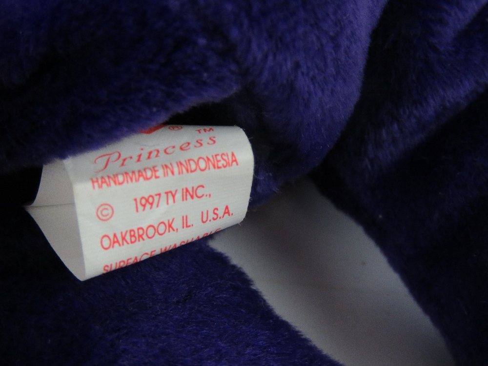Ty Beanie Babies/Beanie Bears; a rare Indonesian made bear, Princess in plastic case with tag. - Image 2 of 2
