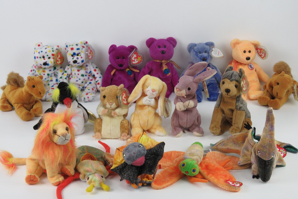 Ty Beanie Babies/Beanie Bears; 'Milennium' (x2, one with tag, one without), 'Ty 2K', (x2 with tags).