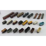 A quantity of Triang Hornby model railway goods carriages inc R117 Shell tanker and two other Shell