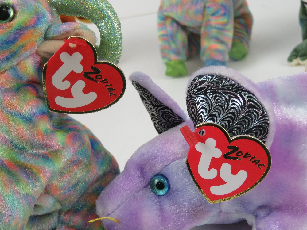 Ty Beanie Babies/Beanie Bears; Zodiac edition 'Dragon', 'Rat', 'Rabbit', 'Ox' and 'Goat' (x 2). - Image 2 of 2