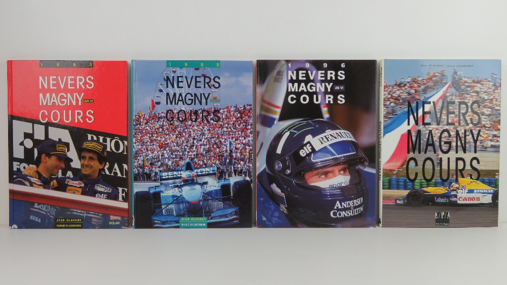 Nevers Magny Cours. 1992, 1993, 1995, and 1996 editions. French text hardcover books.