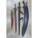 Four assorted swords with scabbards.