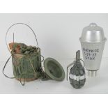 Three inert items; F1 Limonka grenade,