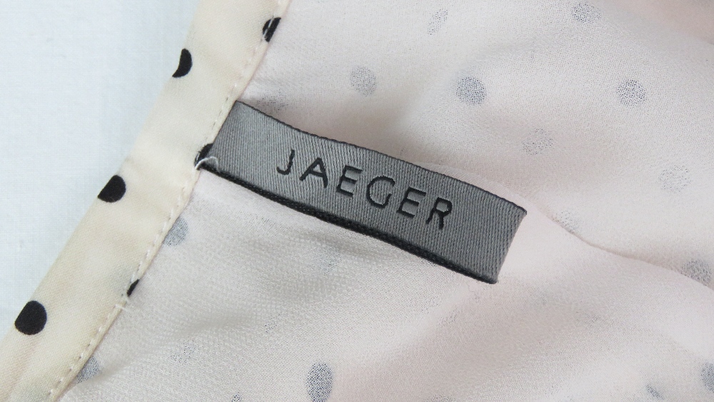 Jaeger; 100% silk peach and black poker dot skirt, Uk size 14. - Image 3 of 4