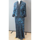 Monsoon; a silk blend jacket and skirt set, 65% silk, jacket UK size 14, skirt UK size 16.