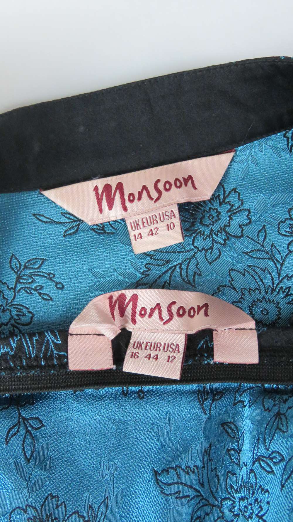 Monsoon; a silk blend jacket and skirt set, 65% silk, jacket UK size 14, skirt UK size 16. - Image 3 of 6