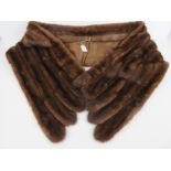 A vintage fur stole, 11 1/2" wide x maximum length 77".