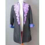 100% silk ladies embroidered jacket having floral decoration to front, size XL.