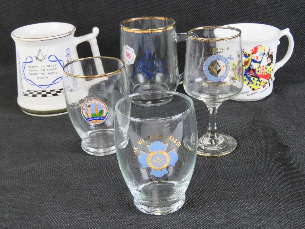 Masonic; A quantity of Masonic mugs and