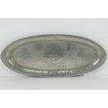 Masonic; an oval hand planished pewter t