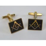 Masonic; A pair of Masonic cuff links ha