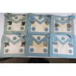 Masonic; Six lambskin aprons, various co