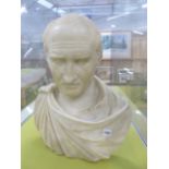 A WHITE MARBLE BUST OF A ROMAN DIGNITARY. H.69cms.