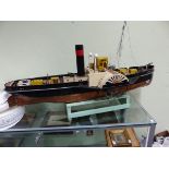 A LARGE SCRATCH BUILT MODEL OF A PADDLE STEAMER, THE EPPELTON HALL, COPPER CLAD HULL, FITTED WITH