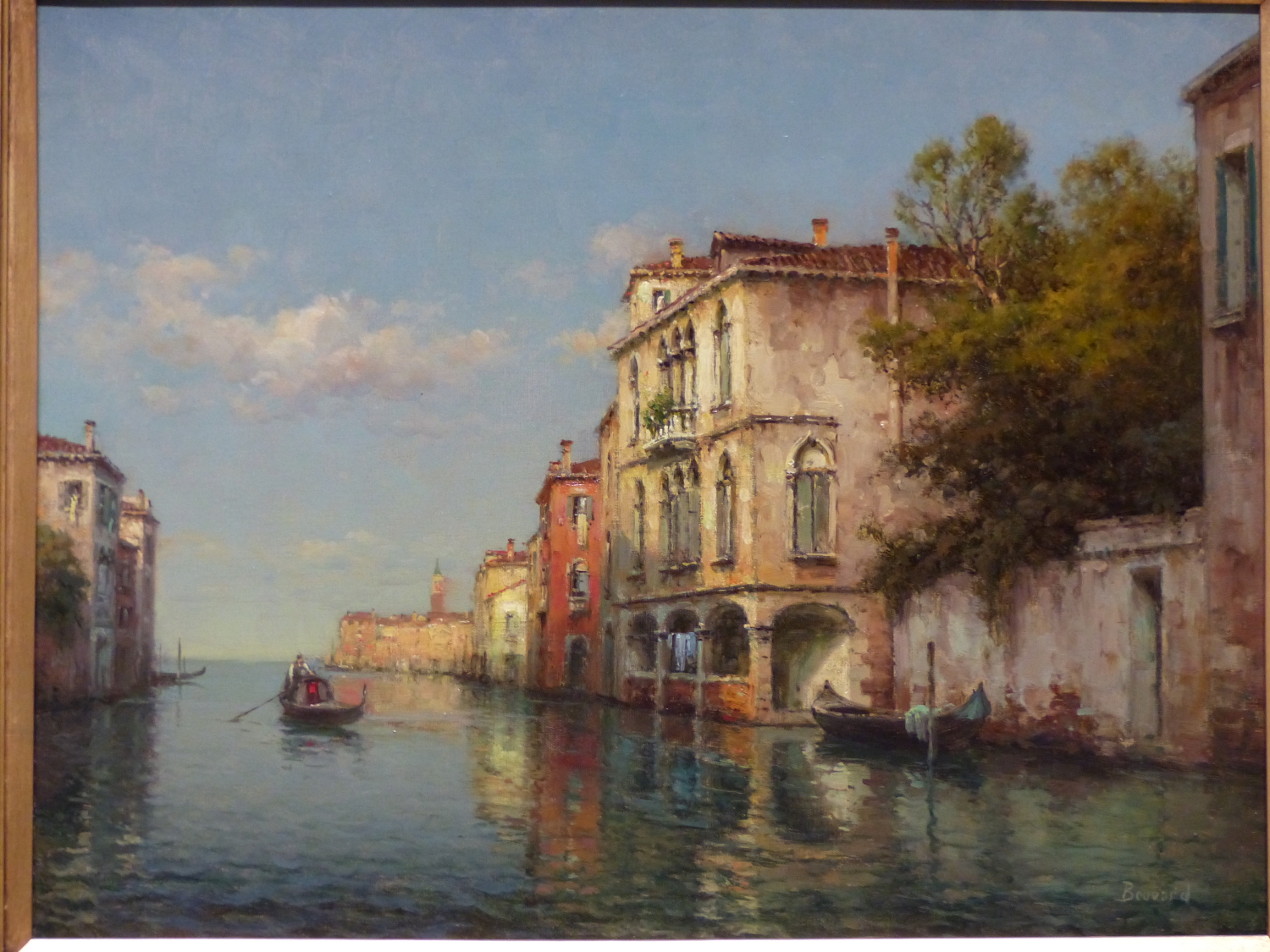 ANTOINE BOUVARD. (1870-1956) ARR VENETIAN CANAL, SIGNED OIL ON CANVAS, PROVENANCE: HAYNES FINE ART