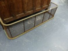 A VICTORIAN BRASS RAIL TOP FIRE GUARD. W.120cms.