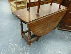 A 19th.C.OAK GATELEG DINING TABLE. W.129 x H.75cms.