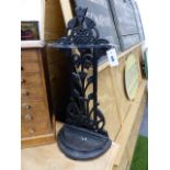 A 19th.C.CAST IRON STICKSTAND DESIGNED BY DR.CHRISTOPHER DRESSER. H.71cms.