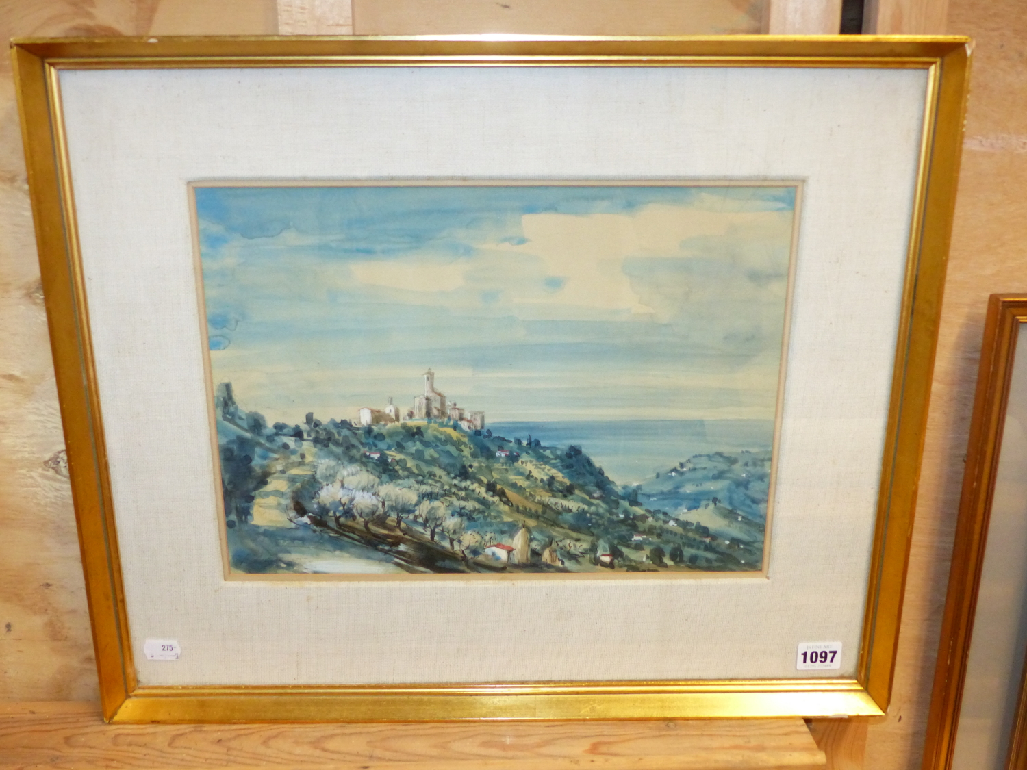 ROBIN DARWIN. (1910-1974) ARR. MASSIGNANO, SIGNED WATERCOLOUR WITH GALLERY LABEL VERSO. 26.5 x 36. - Image 3 of 6