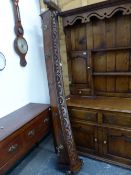 A VICTORIAN CARVED WALNUT PELMET COAT HANGING RACK. W.220cms.