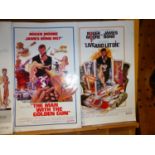 FOUR FACSIMILE JAMES BOND MOVIE POSTERS, PUBLISHED 1997 TO INLCUDE DR. NO, FROM RUSSIA WITH LOVE,