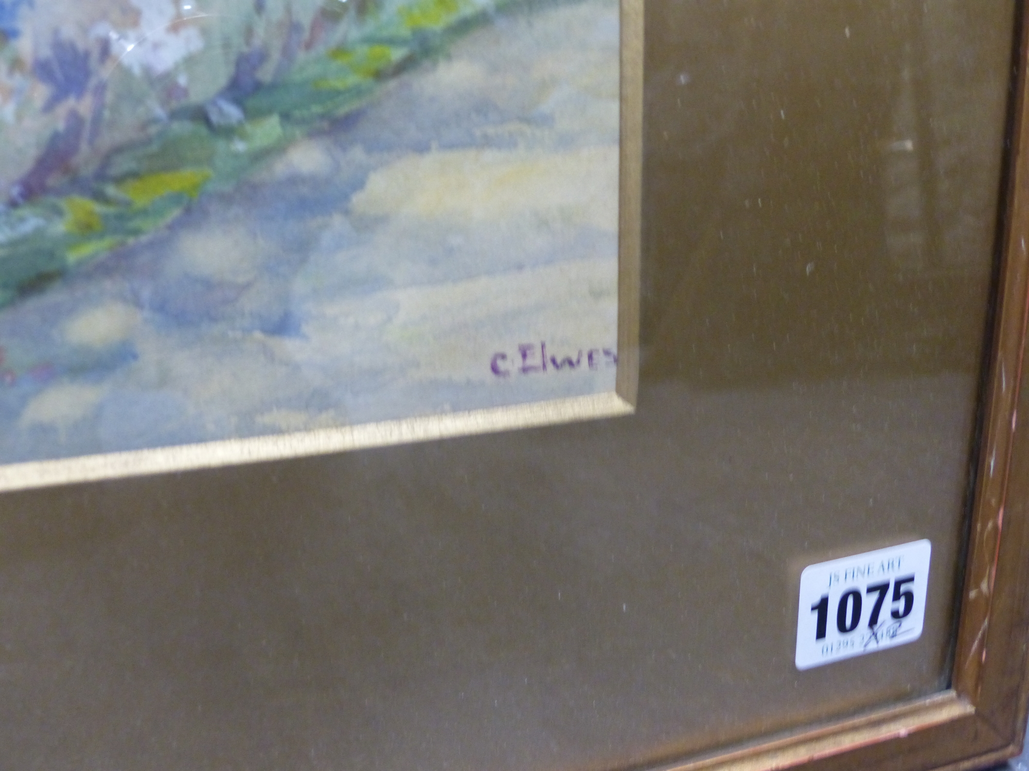 CHARLES ELWES. EARLY 20th.C. THE FLOWER BORDER, SIGNED WATERCOLOUR. 25 x 35cms TOGETHER WITH A - Image 3 of 9