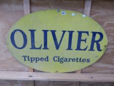 A VINTAGE DUAL ADVERTISING SIGN FOR OLIVIER TIPPED CIGARETTES. 90 x 60cms.