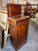 A VICTORIAN MAHOGANY SIDE CUPBOARD WITH FITTED DRAWER AND SHELF BY JOHNSTONE JUPE & Co, LONDON. W.58