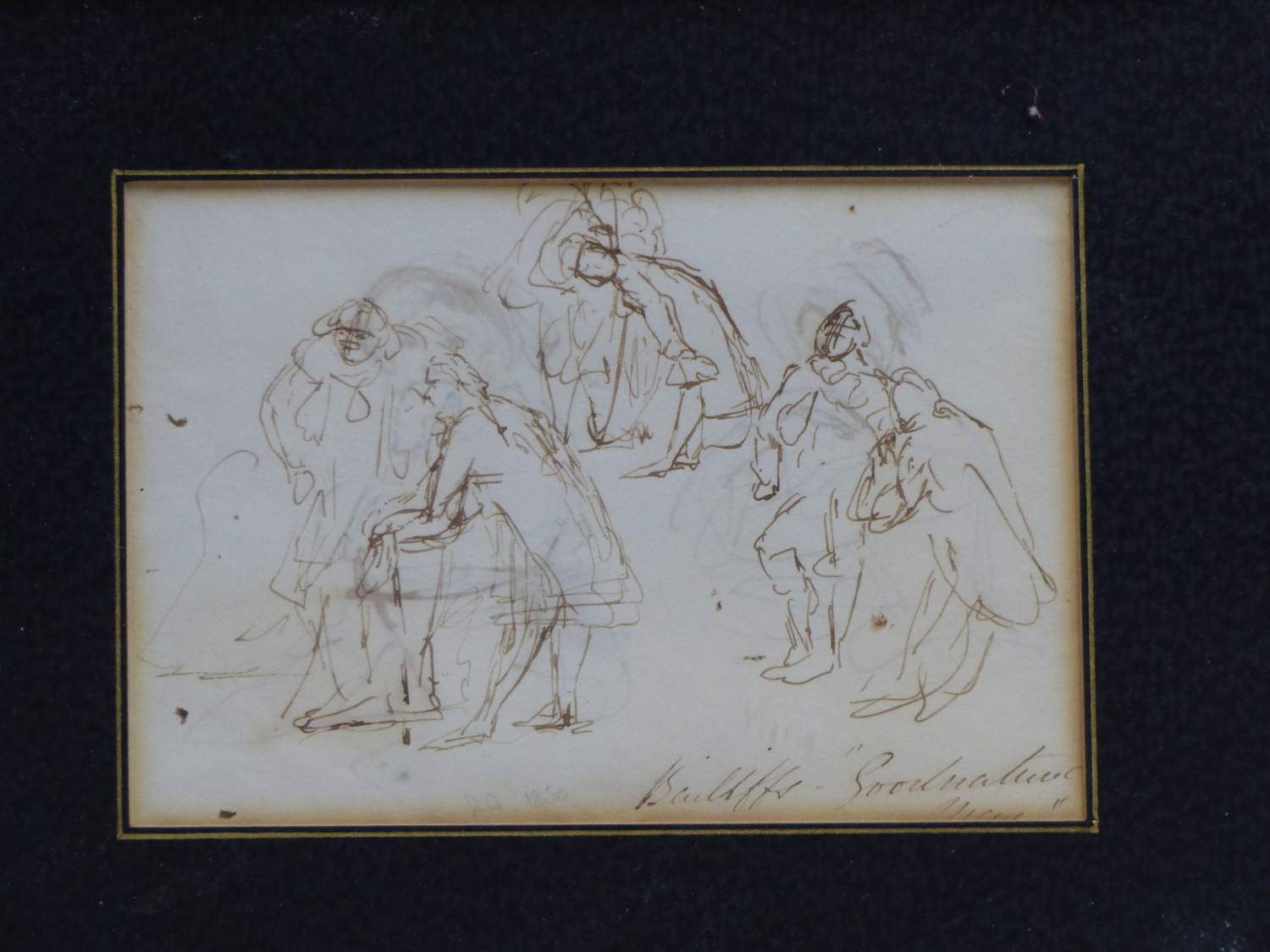 WILLIAM POWELL FRITH. (1819-1909) THREE SKETCHES OF VARIOUS FIGURES, SOME INSCRIBED, PEN AND INK. 10 - Image 6 of 12