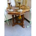 AN UNUSUAL ARTS AND CRAFTS SCOTTISH SCHOOL STYLE OCTAGONAL OCCASIONAL TABLE. W.84 x H.79cms.