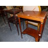TWO 19th.C.MAHOGANY TWO TIER SIDE TABLES.