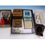 A COLLECTION OF LANTERN SLIDES, CIGARETTE CARDS, CLAY PIPES, PEN KNIVES AND A FREEMAN THOMAS