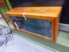 A VINTAGE GLAZED CABINET FOR MODEL DISPLAY. 53 x 32 x H.114cms.