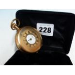 VINTAGE OPEN FACE POCKET WATCH IN A PLATED DENNISON CASE.