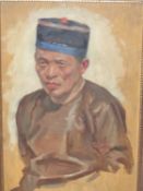 EARLY 20th.C.SCHOOL. A PORTRAIT OF A SOUTHEAST ASIAN GENTLEMAN, INDISTINCTLY SIGNED AND DATED