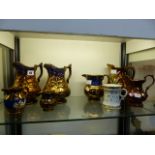 A COLLECTION OF VICTORIAN LUSTRE JUGS, ETC. (QTY)