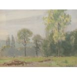 PATRICK PHILLIPS. (1907-1976) ARR. IN THE EURE VALLEY, SIGNED WATERCOLOUR. 21 x 28.5cms.
