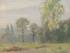 PATRICK PHILLIPS. (1907-1976) ARR. IN THE EURE VALLEY, SIGNED WATERCOLOUR. 21 x 28.5cms.