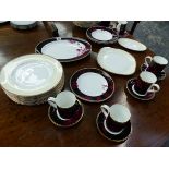 A COLLECTION OF PART SERVICES OF HAVILLAND LIMOGES, DOULTON DESIRE AND SPODE PORCELAIN.