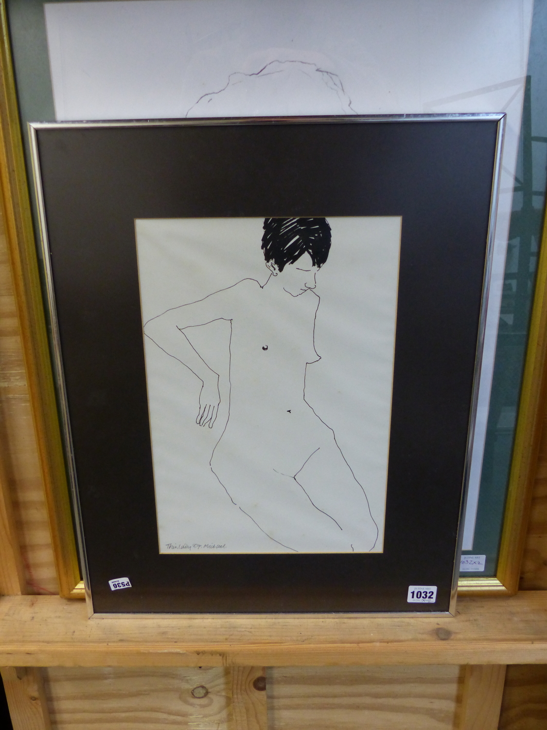 MIKE ISAACSON. 20th/21st.C. SCHOOL. ARR. THIN LADY, SIGNED INK DRAWING. 36 x 24cms TOGETHER WITH - Image 2 of 6