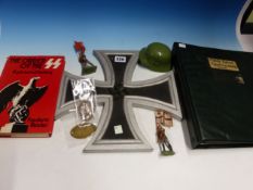 A COLLECTION OF THIRD REICH MEMORABILIA TO INCLUDE AN ALBUM OF PHOTOGRAPHS, WOODEN IRON CROSS,