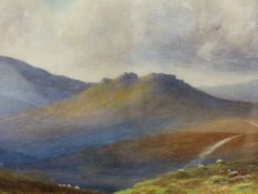 W.H.DYER. (EXHIBITED 1890-1930) DARTMOOR, SIGNED WATERCOLOUR. 25 x 34.5cms TOGETHER WITH A CHALK