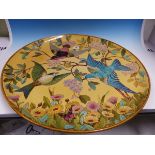 A MINTON LARGE DISH, DATE CODE FOR 1872, PAINTED WITH THREE EXOTIC BIRDS AMONGST FLOWERS AND