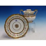 A DAVENPORT 1084 PATTERN PART TEA AND COFFEE SERVICE PAINTED WITH A CHAIN OF FLOWERS WITHIN GILDING,