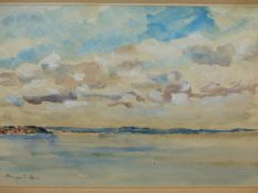 EARLY 20th.C.ENGLISH SCHOOL. A COASTAL VIEW, INDISTINCTLY SIGNED. 18 x 26cms.