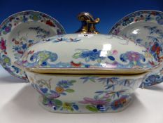 A 19th.C. WARRANTED PATENT IRONSTONE CHINA TWENTY THREE PIECE PART DINNER SERVICE PRINTED IN BLUE